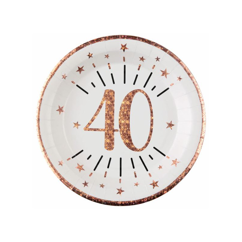 10 ASSIETTES AGE 40 ANS ROSE GOLD