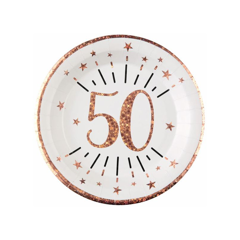 10 ASSIETTES AGE 50 ANS ROSE GOLD