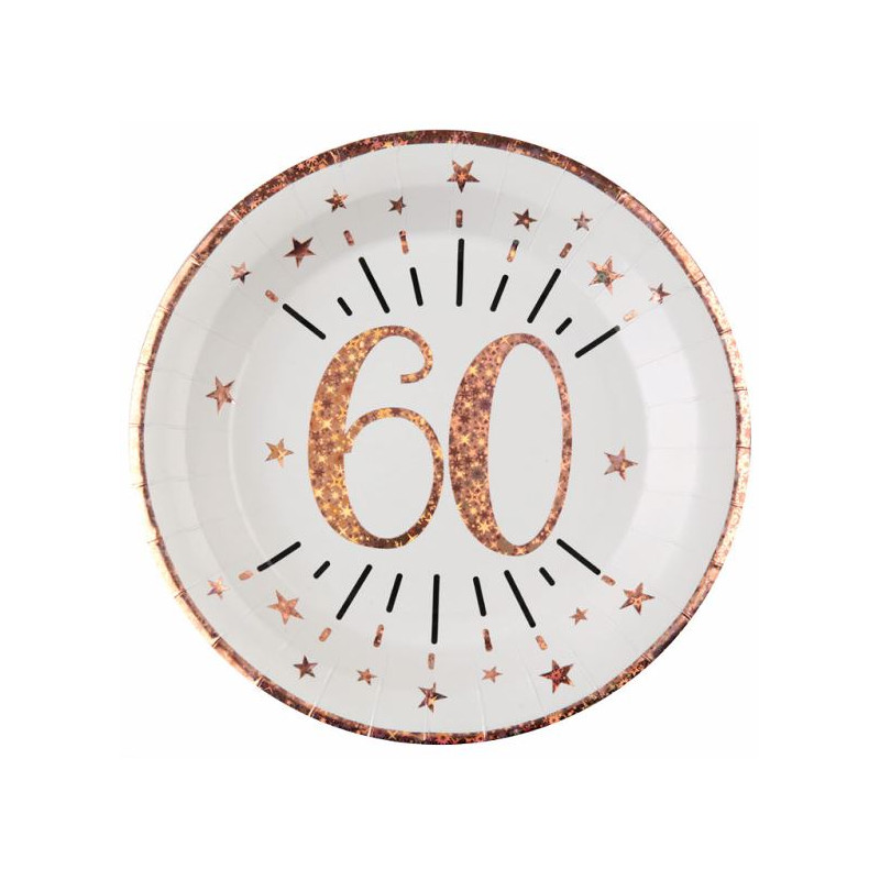 10 ASSIETTES AGE 60 ANS ROSE GOLD