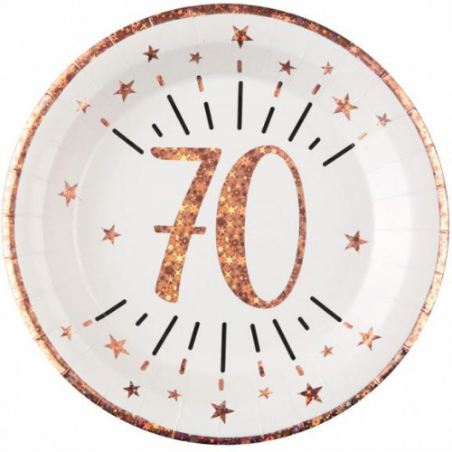 10 ASSIETTES AGE 70 ANS ROSE GOLD