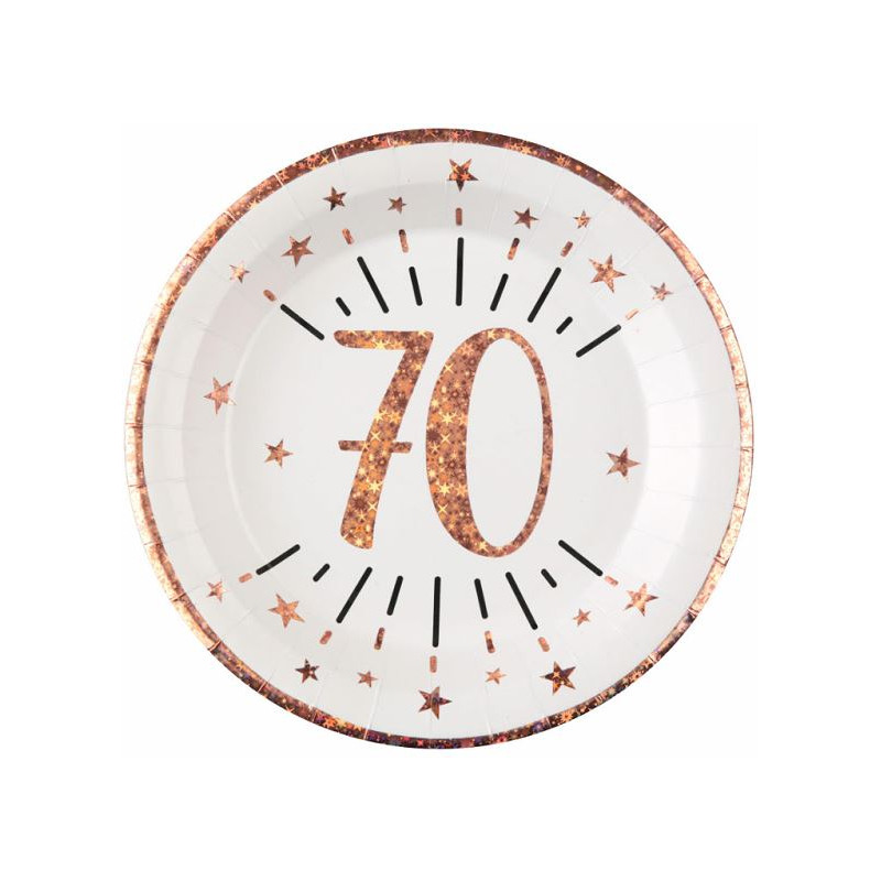 10 ASSIETTES AGE 70 ANS ROSE GOLD