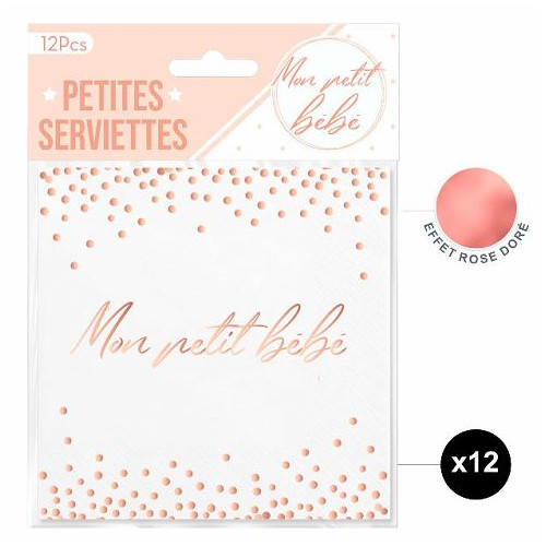 12 SERVIETTES BABY SHOWER FILLE