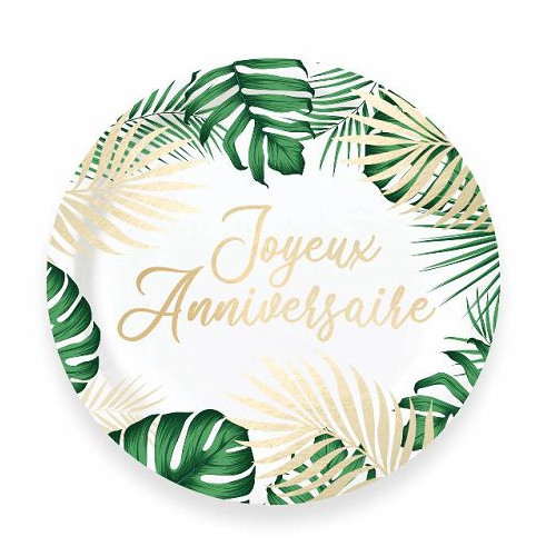 6 ASSIETTES ANIVERSAIRE TROPICAL