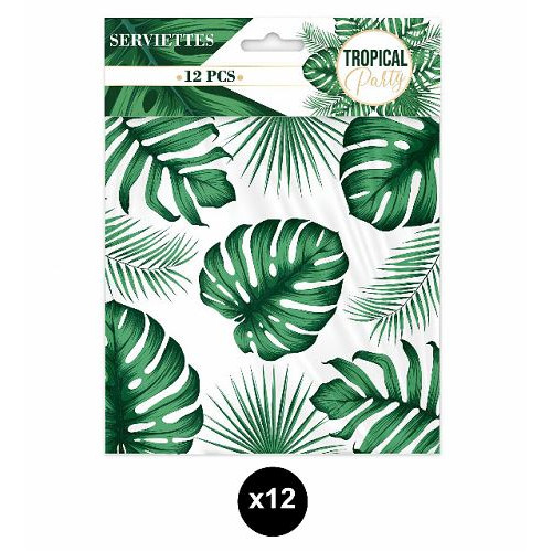 12 SERVIETTES ANNIVERSAIRE TROPICAL PARTY