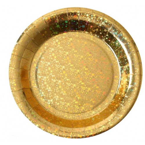 10 ASSIETTES ETINCELANTE OR