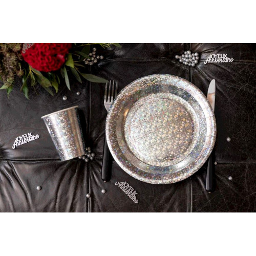 10 ASSIETTES ETINCELANTE ARGENT