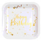 10 ASSIETTES CARRE HAPPY BIRTHDAY OR