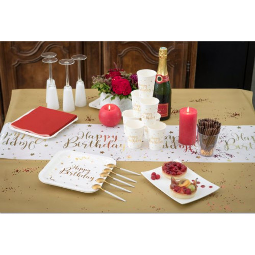 10 ASSIETTES CARRE HAPPY BIRTHDAY OR