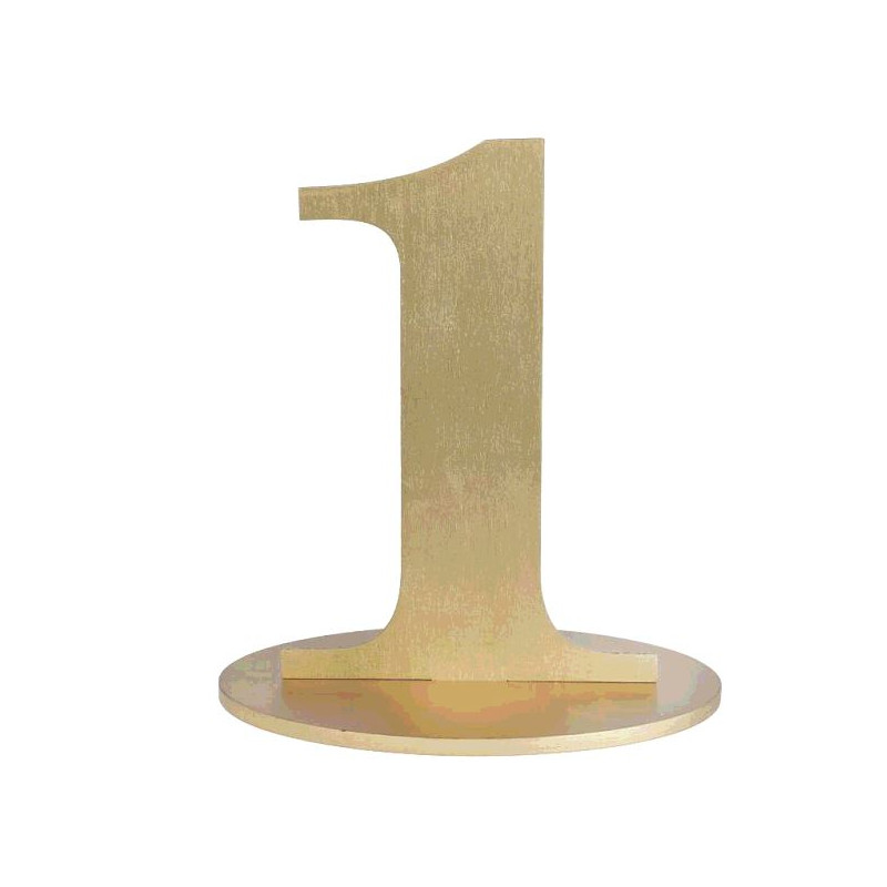 MARQUE TABLE CHIFFRE 1 METALLISE OR