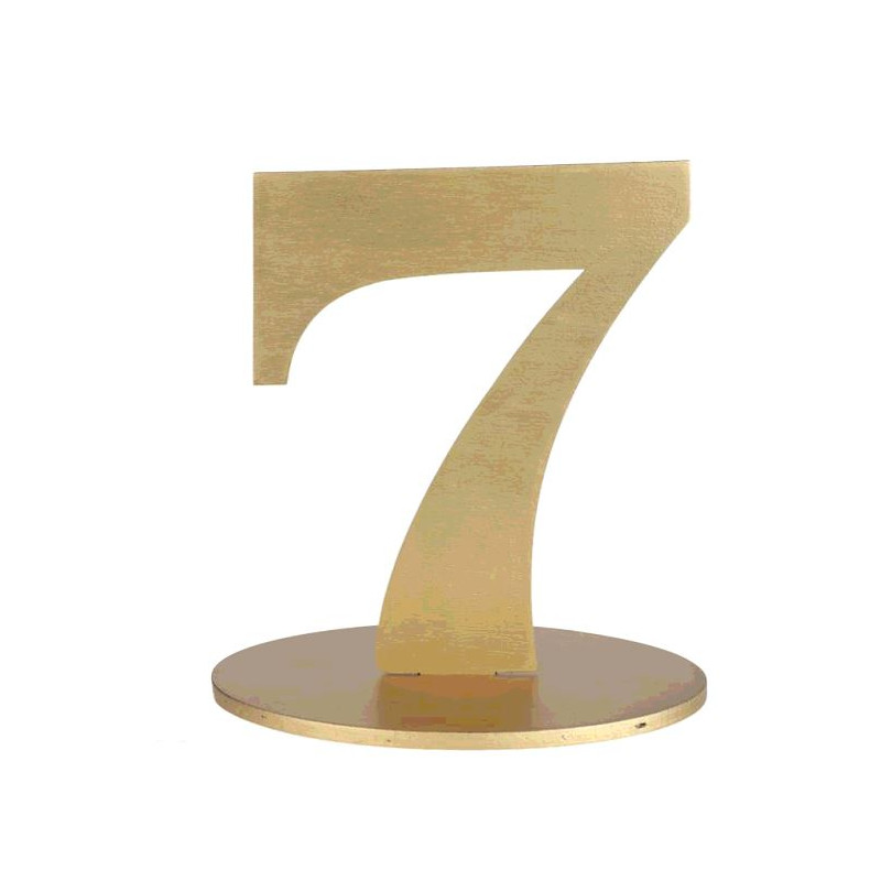 MARQUE TABLE CHIFFRE 7 METALLISE OR