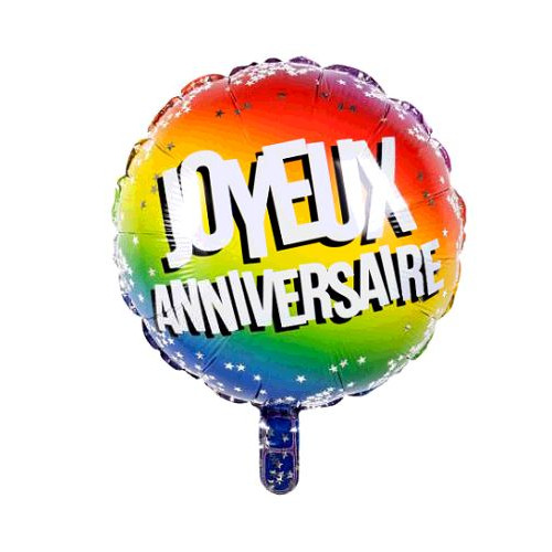 BALLON ALU JOYEUX ANNIVERSAIRE DIAMETRE 45CM