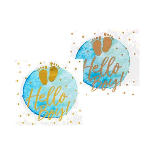 12 SERVIETTES HELLO BOY 25X25CM