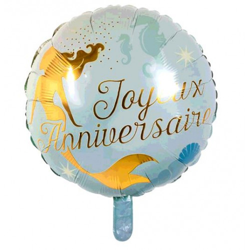 BALLON ALU SIRENE JOYEUX ANNIVERSAIRE DIAMETRE 45CM