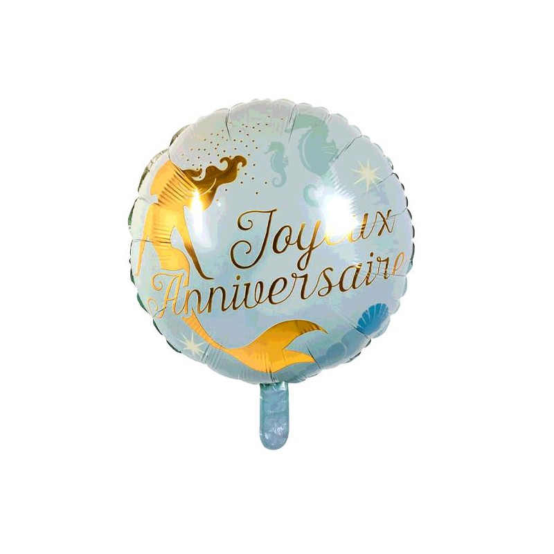 BALLON ALU SIRENE JOYEUX ANNIVERSAIRE DIAMETRE 45CM