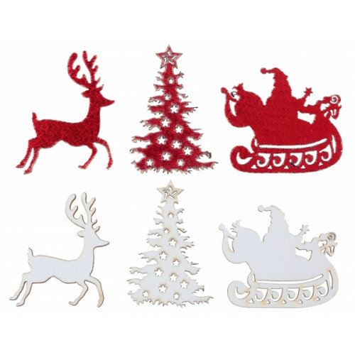 12 DECO CERF ENCHANTE ROUGE