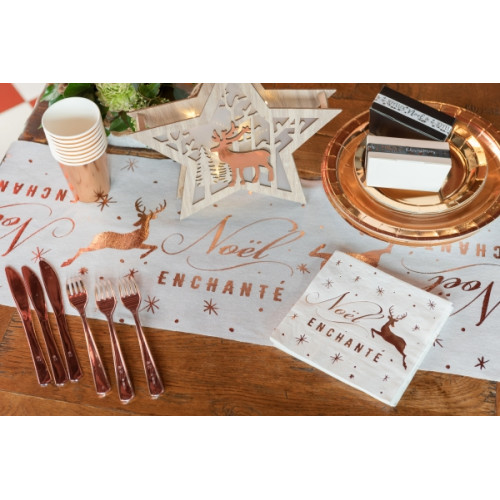 20 SERVIETTES NOEL ROSE GOLD