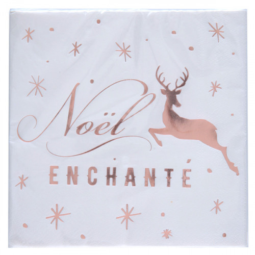 20 SERVIETTES NOEL ROSE GOLD