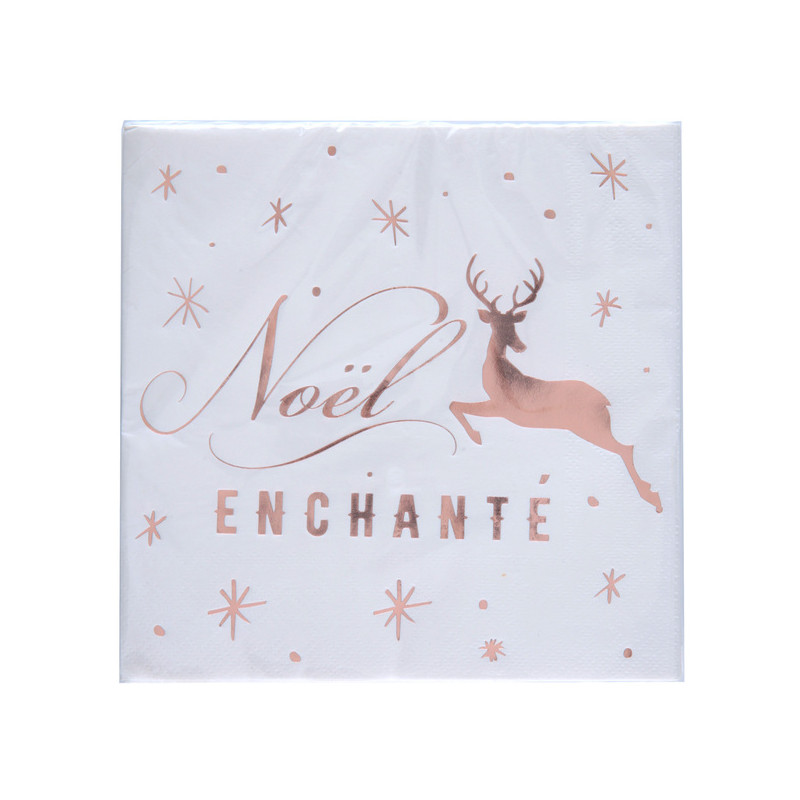 20 SERVIETTES NOEL ROSE GOLD