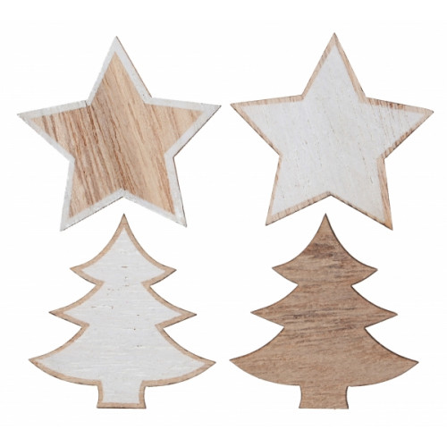 12 DECO SAPIN/ETOILES BOIS