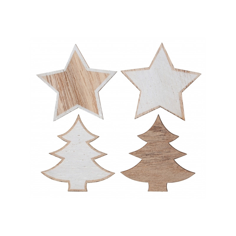 12 DECO SAPIN/ETOILES BOIS