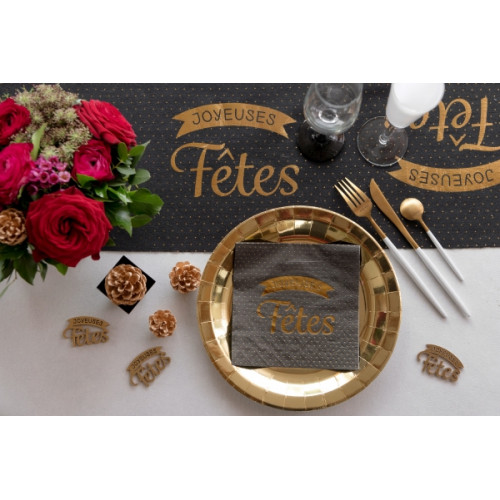 20 SERVIETTES J.FETES NOIR