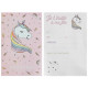 6 CARTES INVITATION LICORNE ROSE