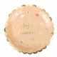 8 ASSIETTES BOHO JOYEUX ANNIVERSAIRE BLUSH ET OR