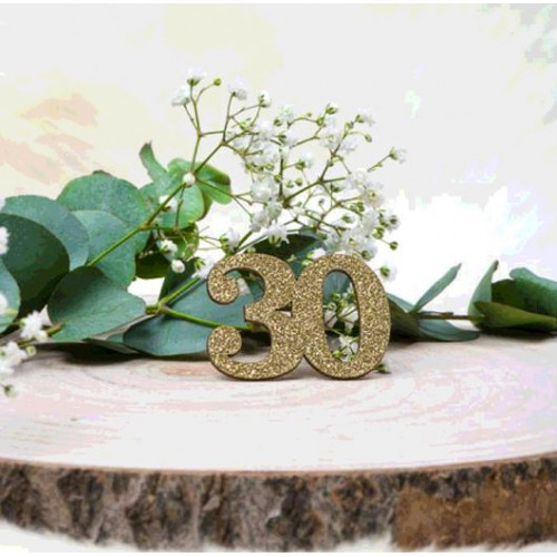 6 DECO 30 EN BOIS PAILLETTES DORE