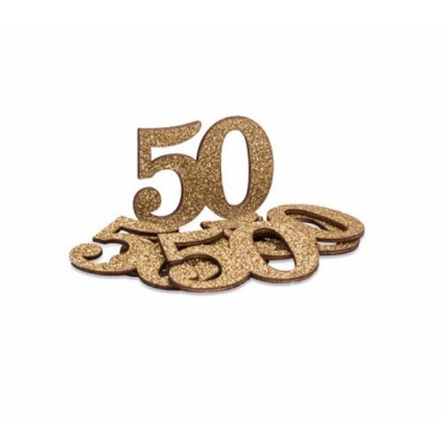 6 DECO 50 EN BOIS PAILLETTES DORE