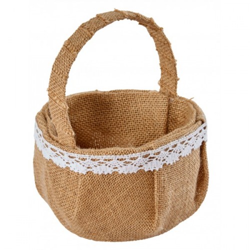 PANIER JUTE ET DENTELLE 20CM