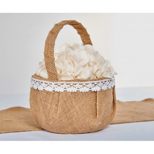 PANIER JUTE ET DENTELLE 20CM