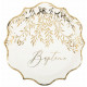 8 ASSIETTES BAPTÊME JOLIS  BLANCHES ET OR 22.5CM
