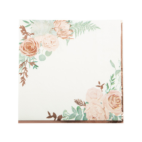 16 SERVIETTES PEONY BLANCHES