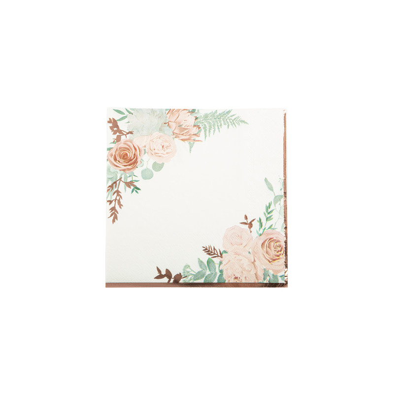 16 SERVIETTES PEONY BLANCHES