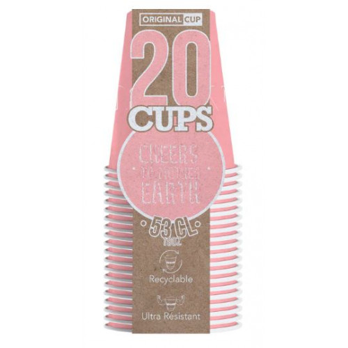 20 GOBELETS CARTON ROSES PASTELS 53CL
