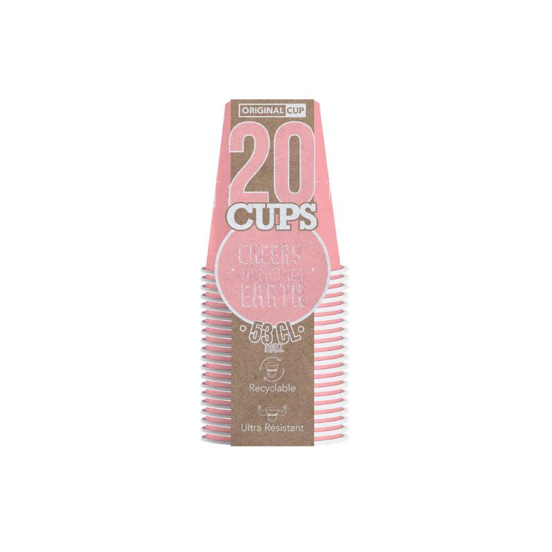 20 GOBELETS CARTON ROSES PASTELS 53CL