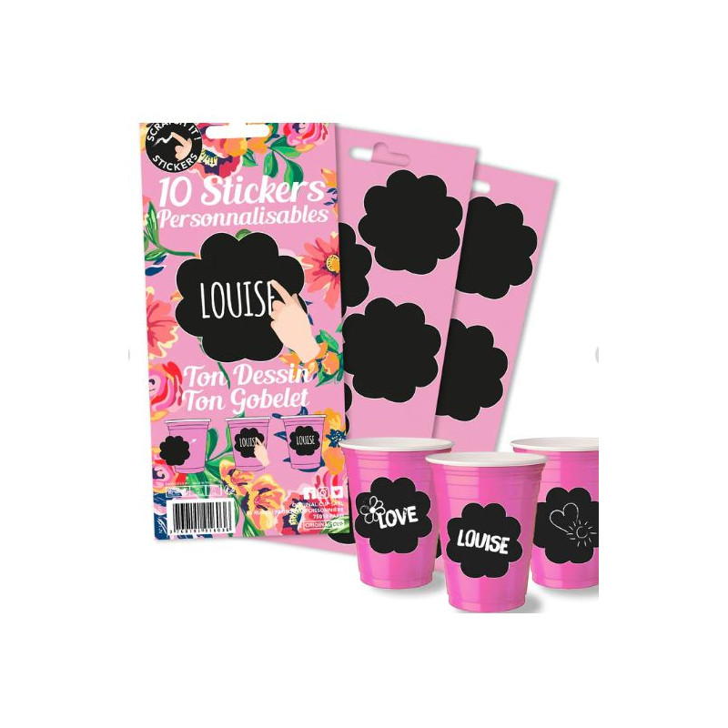 10 STICKERS FLOWERS GOBELETS