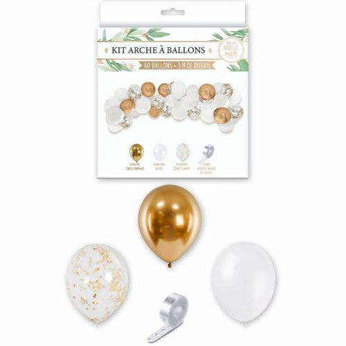 KIT ARCHE A BALLONS BLANC / OR