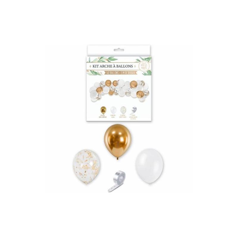 KIT ARCHE A BALLONS BLANC / OR