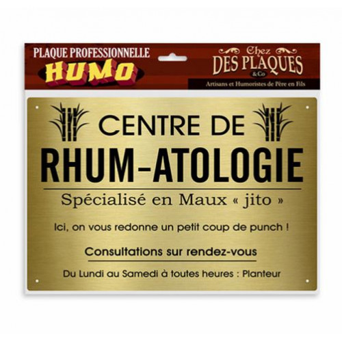 PLAQUE PROFESSIONNELLE. RHUM ANTOLOGIE