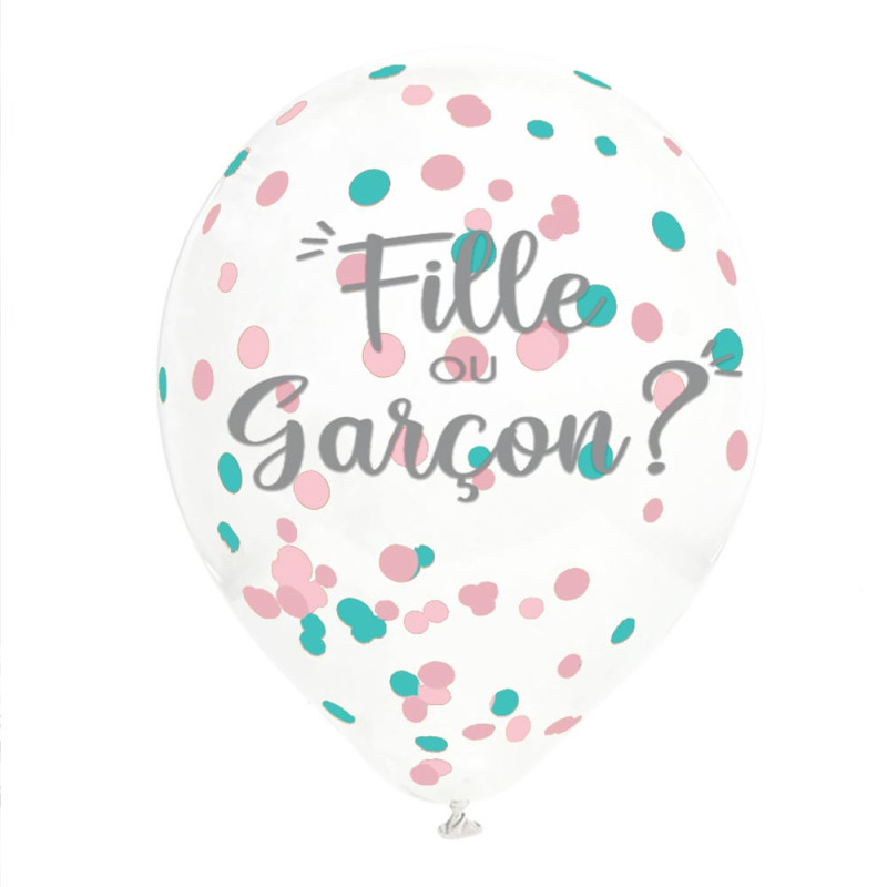 6 BALLONS CONFETTIS GENDER