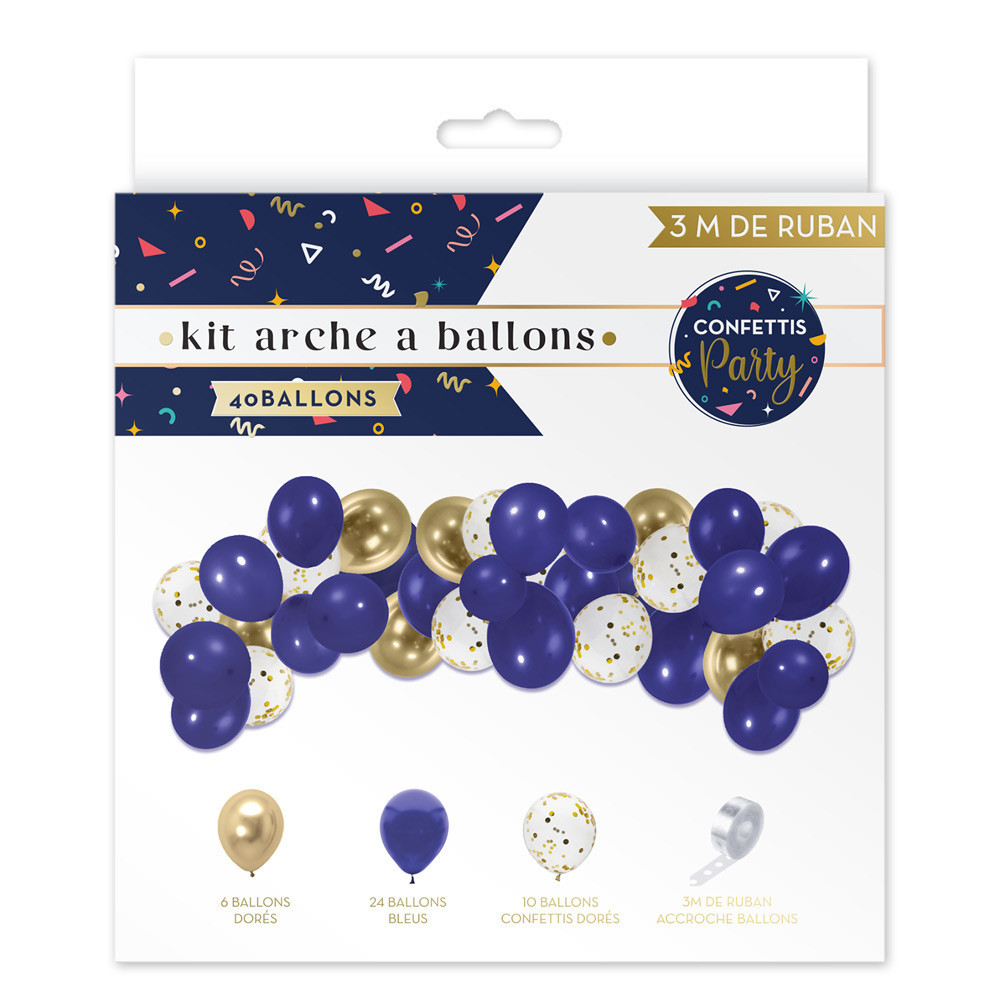 Arche ballon bleu et argent, kit de guirlande de ballons bleus, ballons en  latex confettis bleu métallique blanc et argent pour garçon fille fête