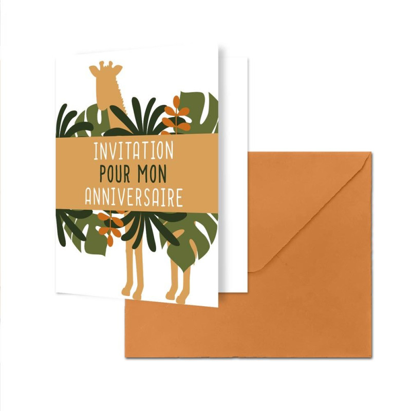 SACHET 6 INVITATIONS JUNGLE PA