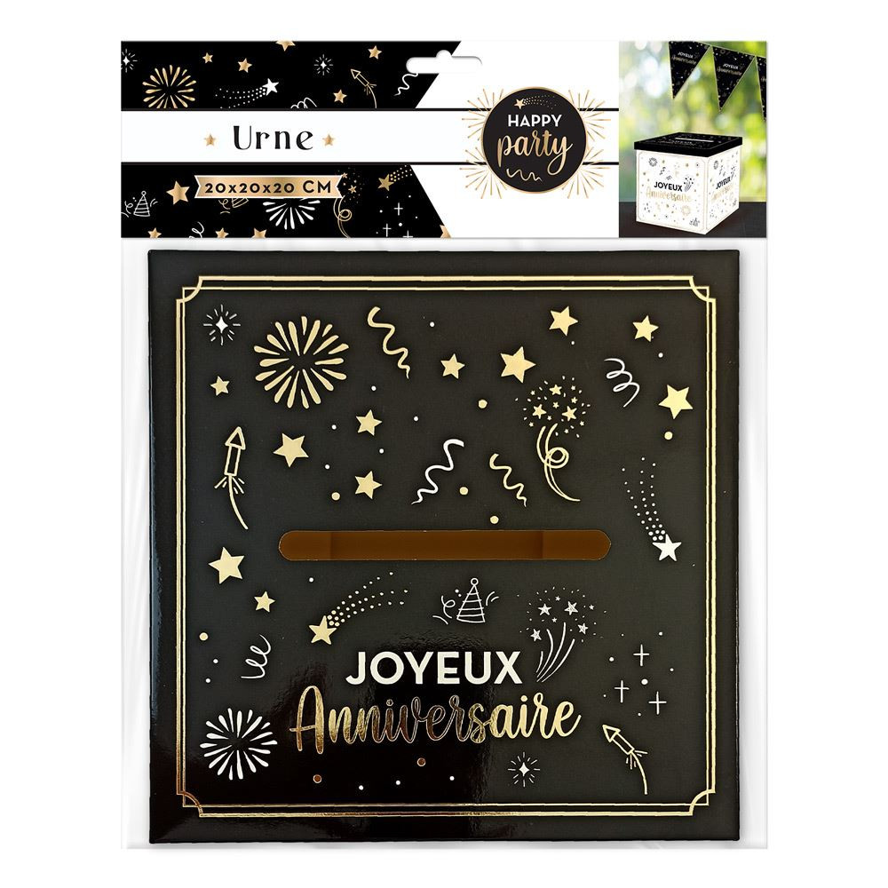 1 Pack urne avec livre d'or anniversaire 60ans or et blanc