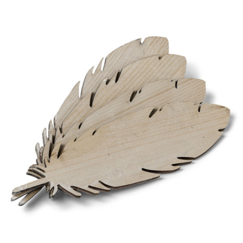 4 PLUMES EN BOIS 18X5CM