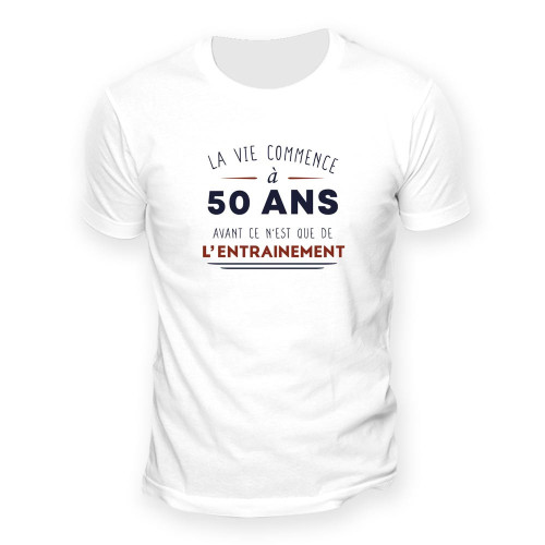 T-SHIRT "50 ANS LA VIE COMMENCE" M