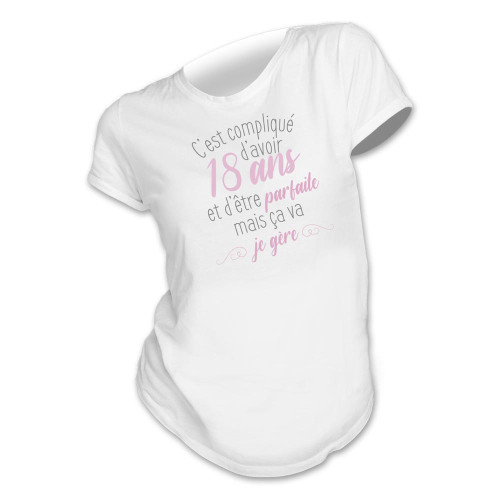 T-SHIRT FEMME "18ANS...JE GERE" M