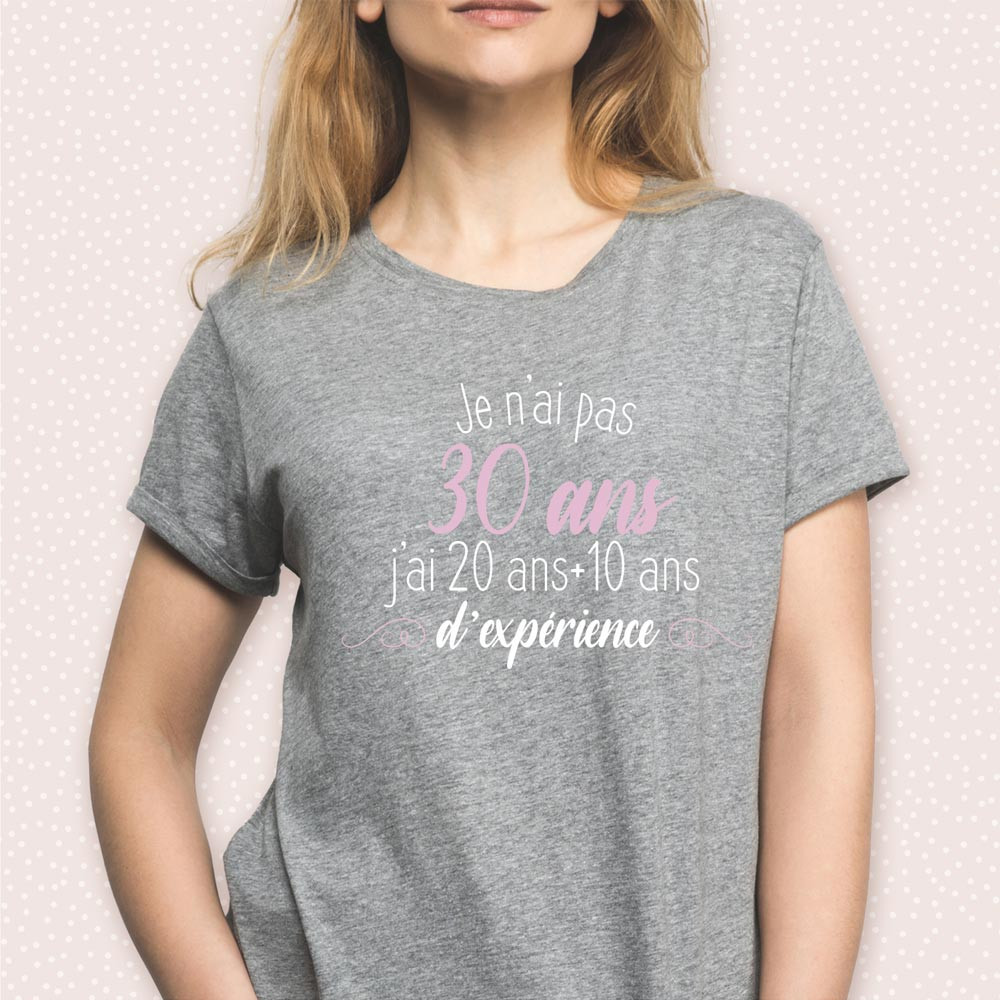 Tee-shirt 20 ans Anniversaire Femme Rose S, M et L