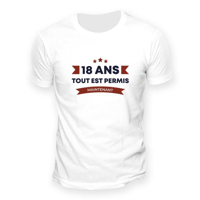 T-SHIRT "18 ANS TOUT EST PERMIS" XL