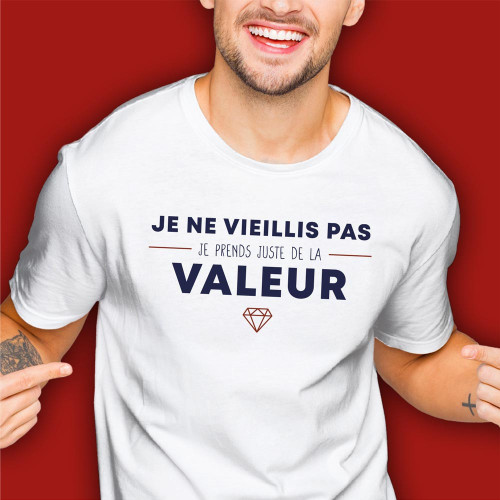 T-SHIRT &quot;JE NE VIEILLIS PAS...&quot; XL